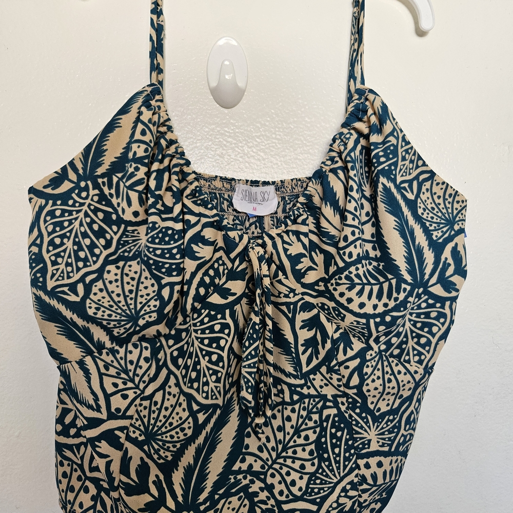 Sienna Sky Leaf Print Camisole - Green and Tan
